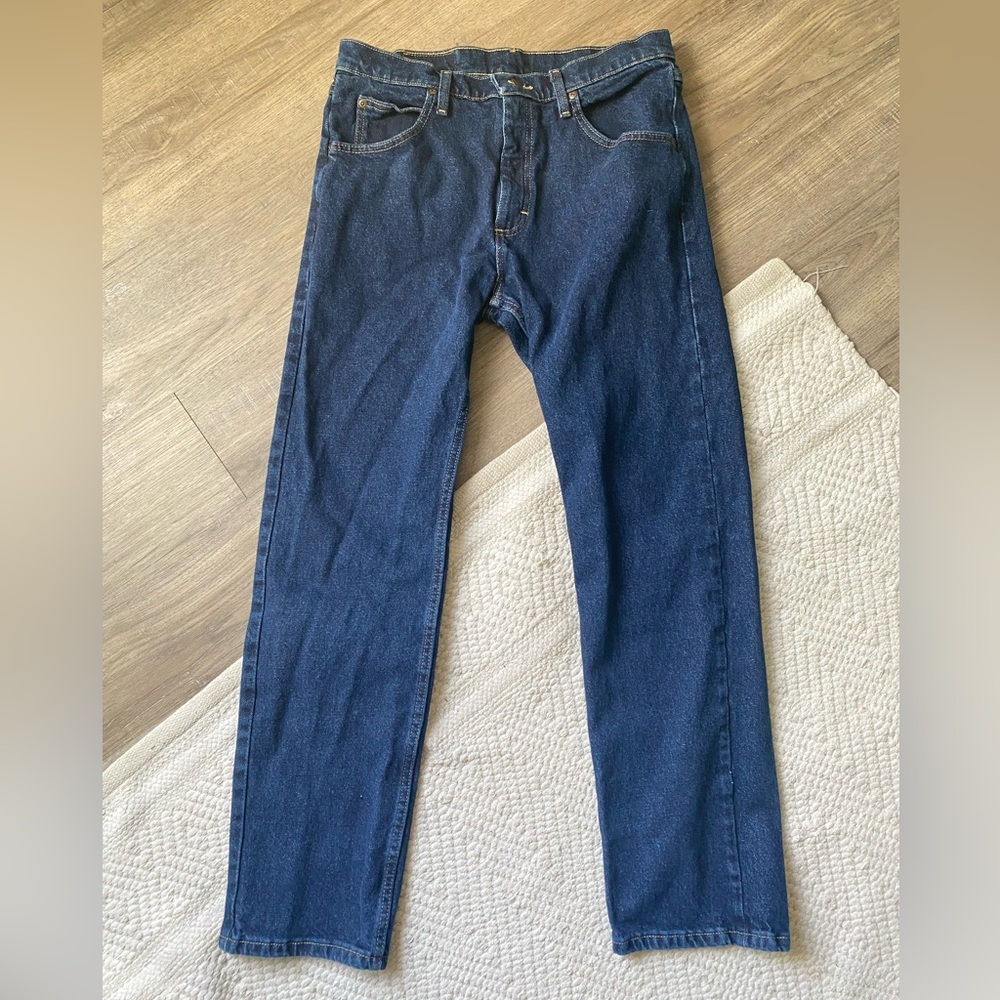 Wrangler Work Classic Men's Dark Blue Jeans - Casual Straight Fit